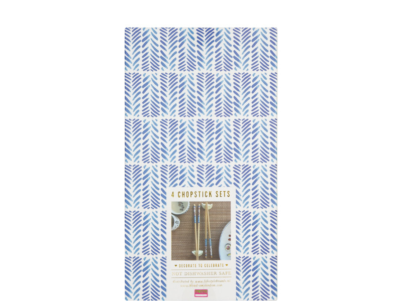 Chopsticks set van 4 Blond Sushi Blue stripes