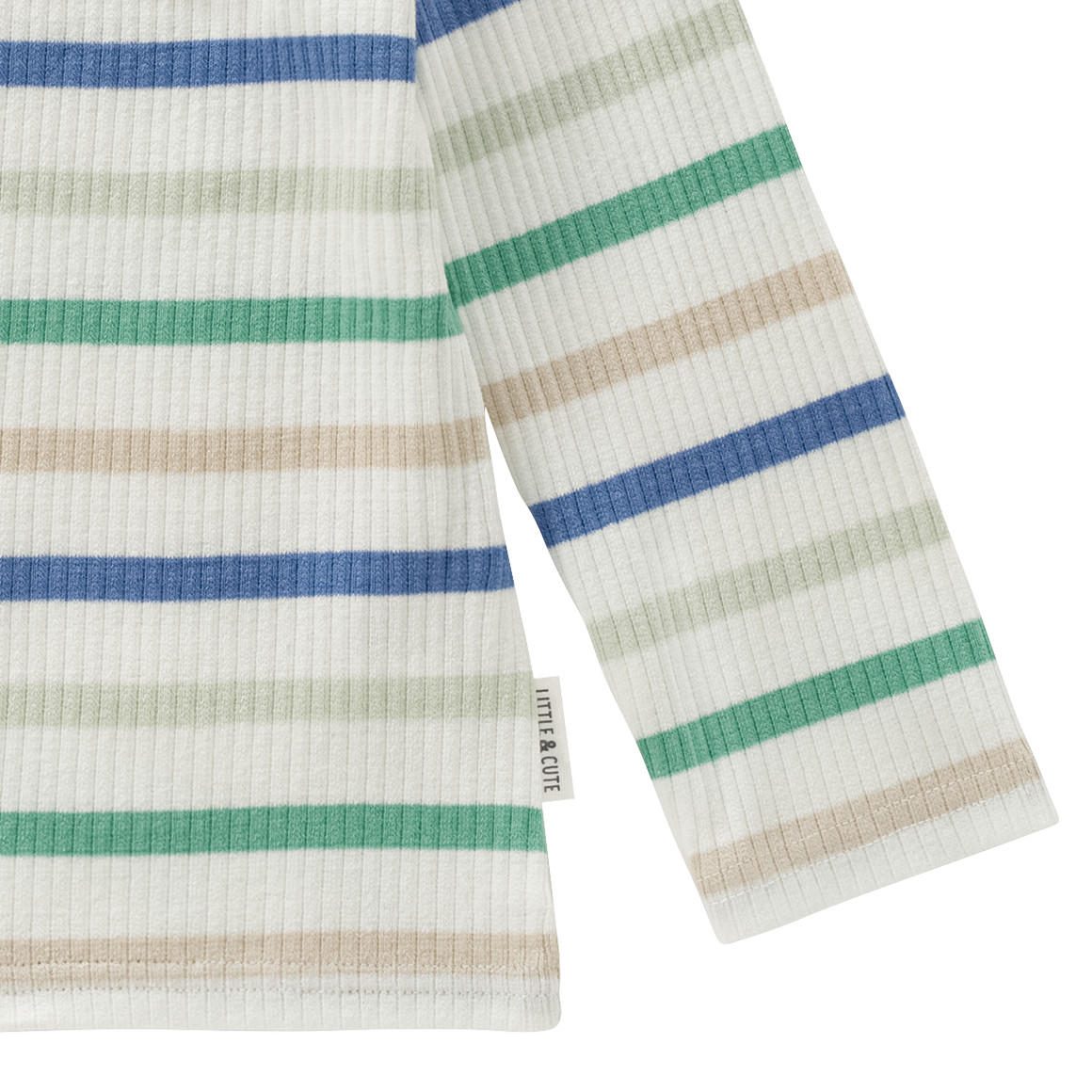 Topomini Baby Langarmshirt mit Rippstruktur weiss / blau / grün