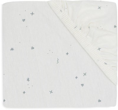 Jollein Stretchlaken Twinkling 70/75x140/150, Off white/Sea Green