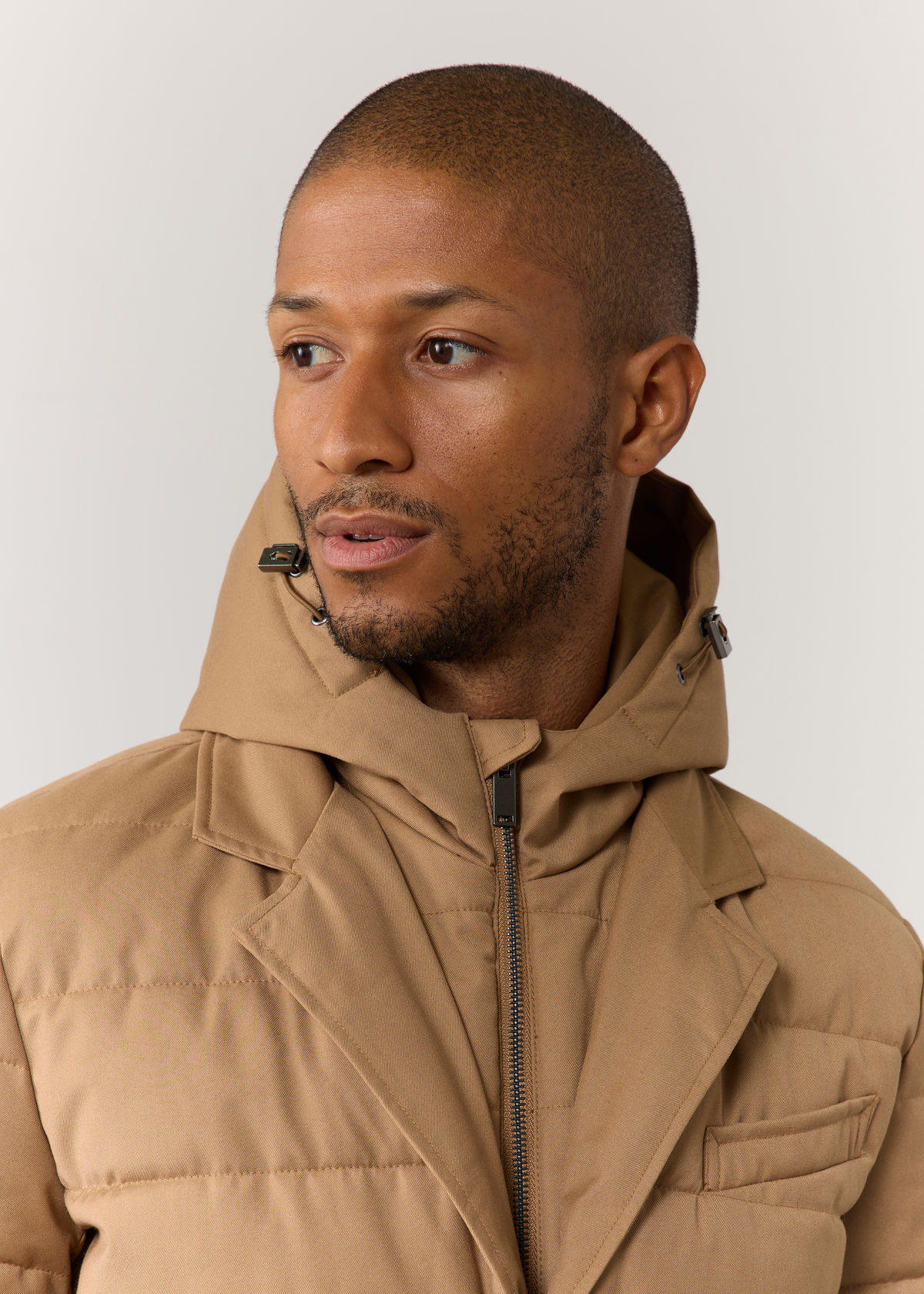 Veste matelassée unie camel à parementure amovible