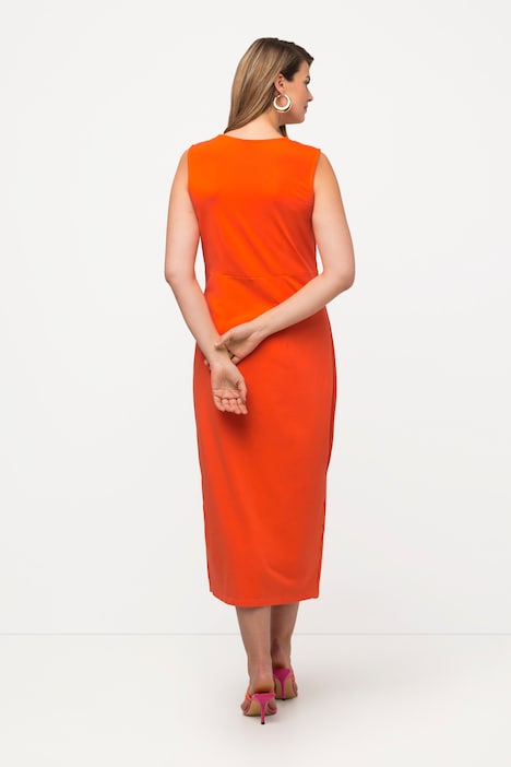 Midikleid, Drapierung, V-Ausschnitt, ärmellos