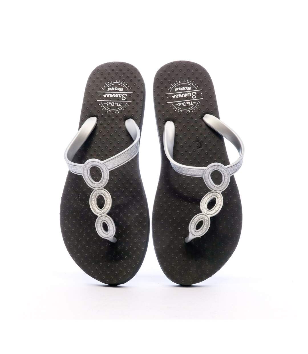 Tongs Noir/Argent Femme Beppi
