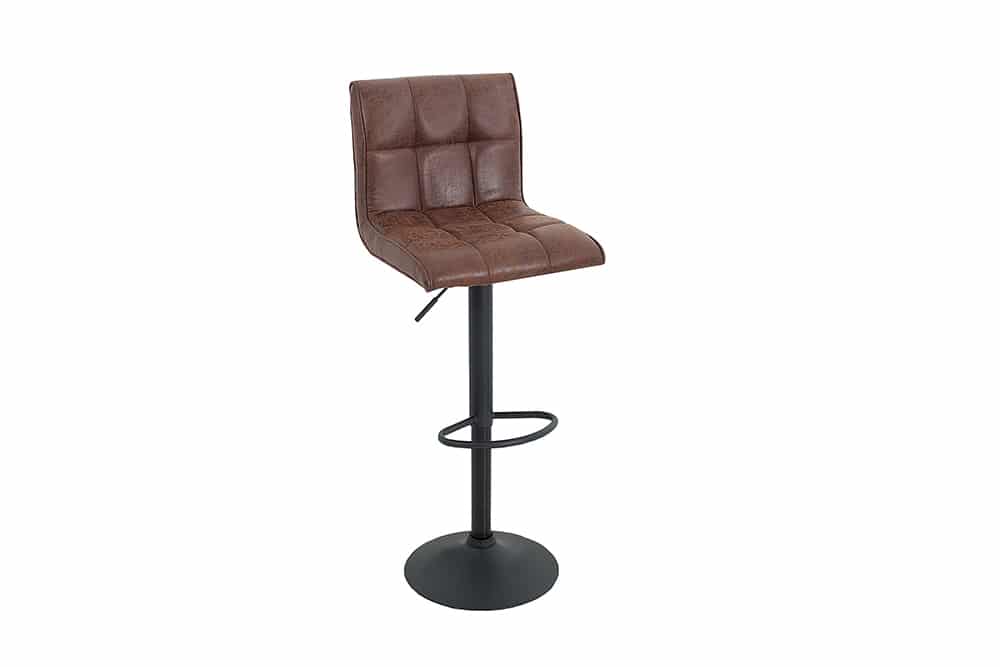 Höhenverstellbarer Barhocker MODENA vintage braun Microfaser Metall schwarz mit Lehne drehbar