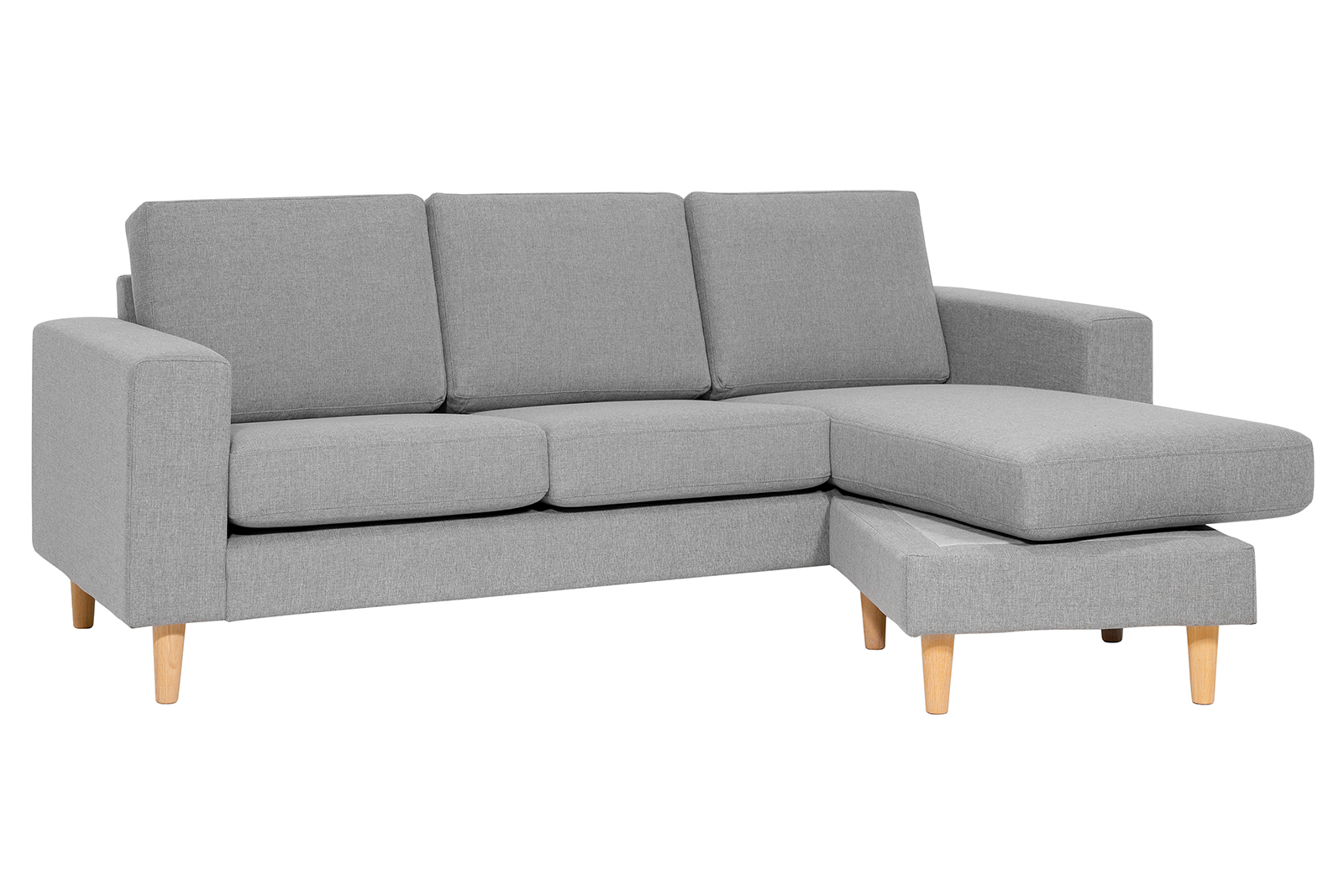 Hedda sjeselongsofa I tekstil Inari 3 grey, hvitoljede eikeben (1) og 18 cm arm