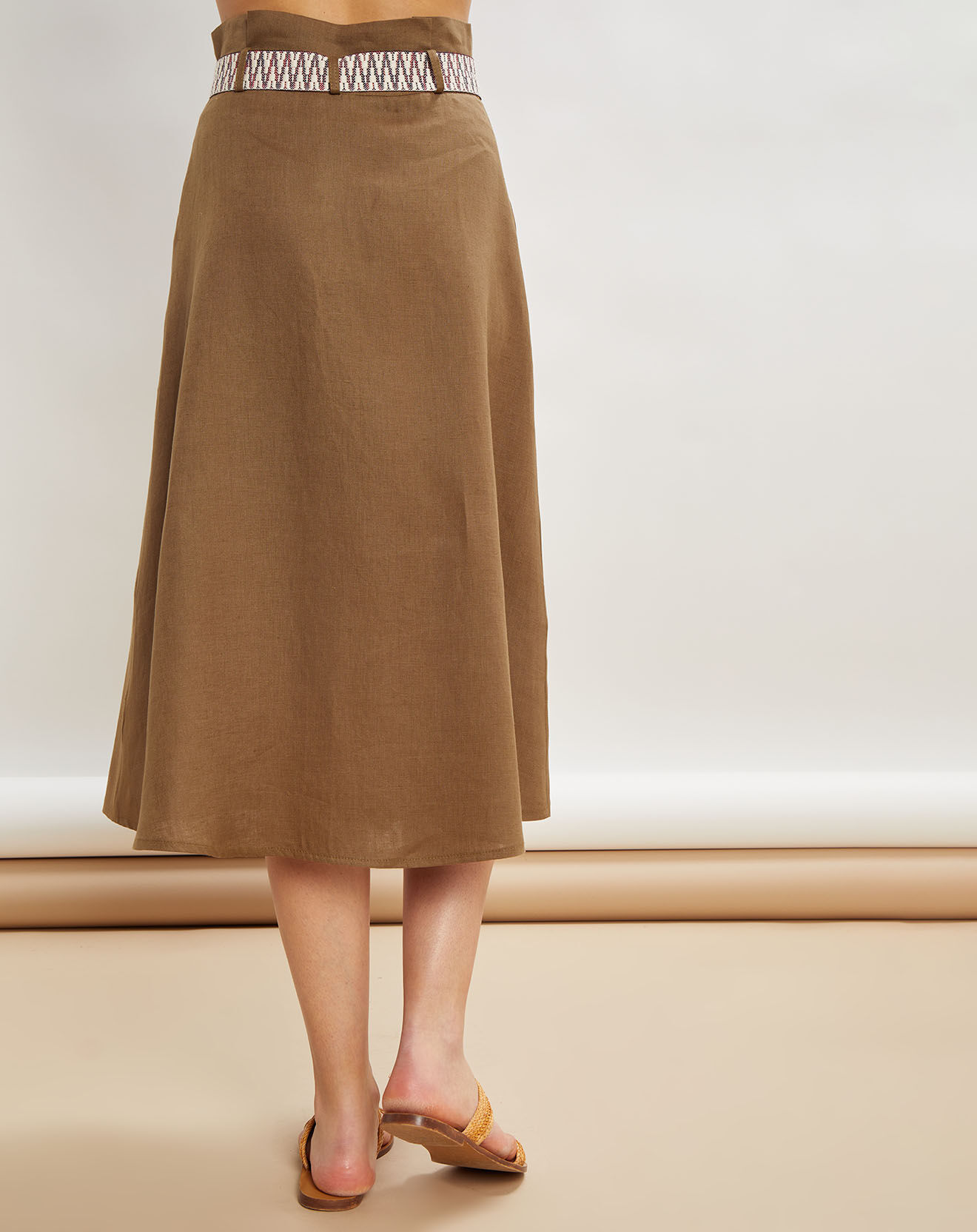 La Petite Francaise Jupe 100% Lin Josselin kaki