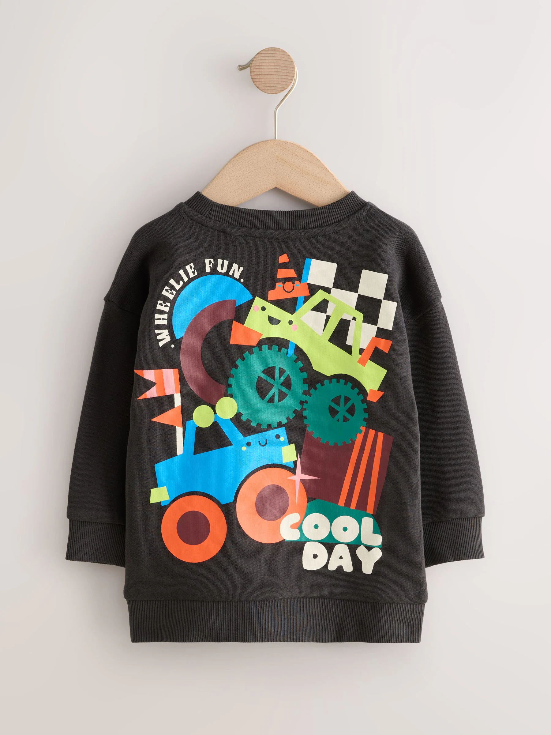 Antracietgrijs, helder - Jersey sweatshirt met ronde hals en print op de rug (3mnd -7jr)