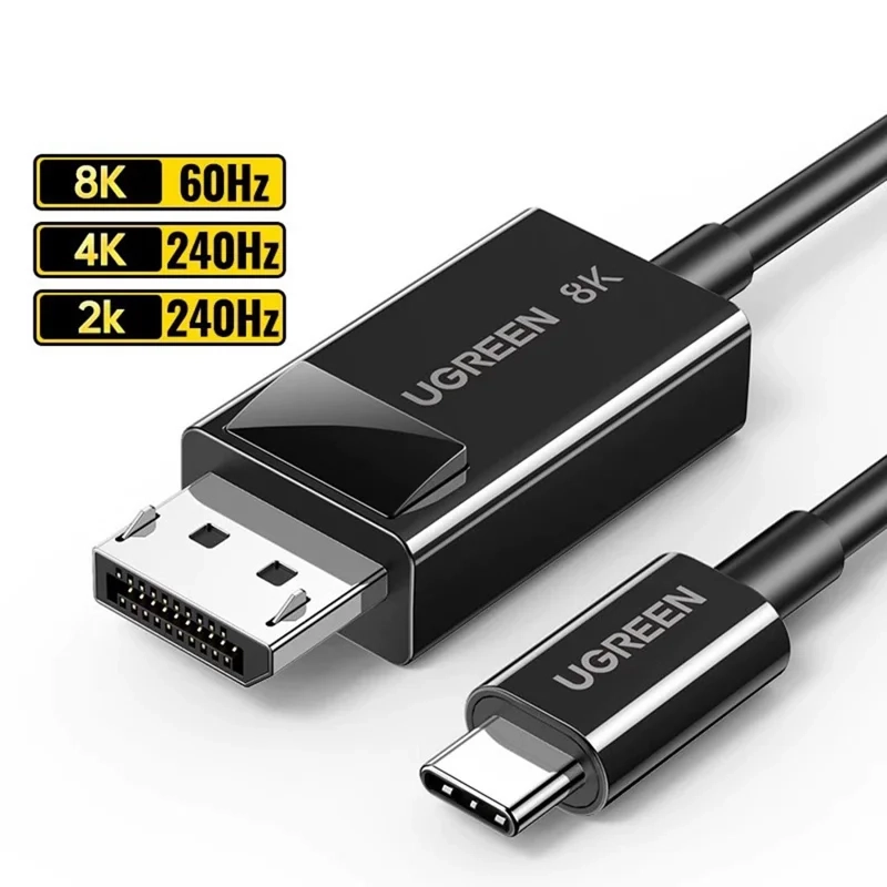 (1.5m) USB-C auf DisplayPort DP Kabel 8K@60Hz Adapter für Monitor / Beamer / TV / PC - Schwarz