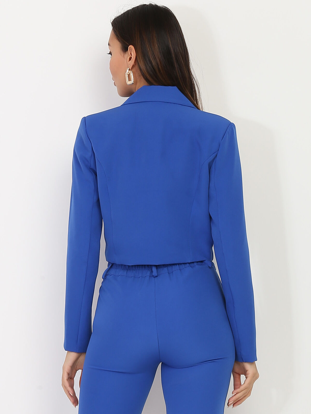 Veste courte oversize à boutons- Bleu