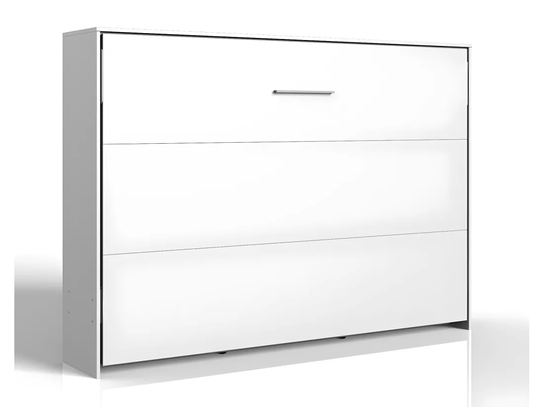 Lit escamotable horizontal coloris blanc - L. 212 x H. 154 x P. 43-167 cm