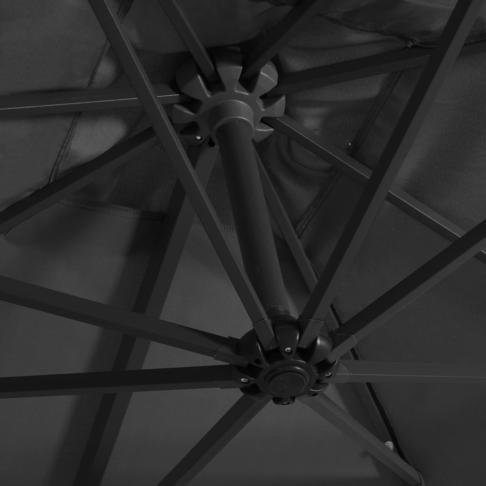 Parasol déporté avec led et mât en acier 250 x 250 cm anthracite