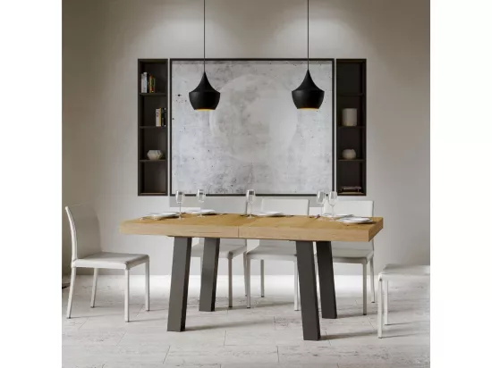 Table extensible 90x180/284 cm Bridge Chêne Nature cadre Anthracite