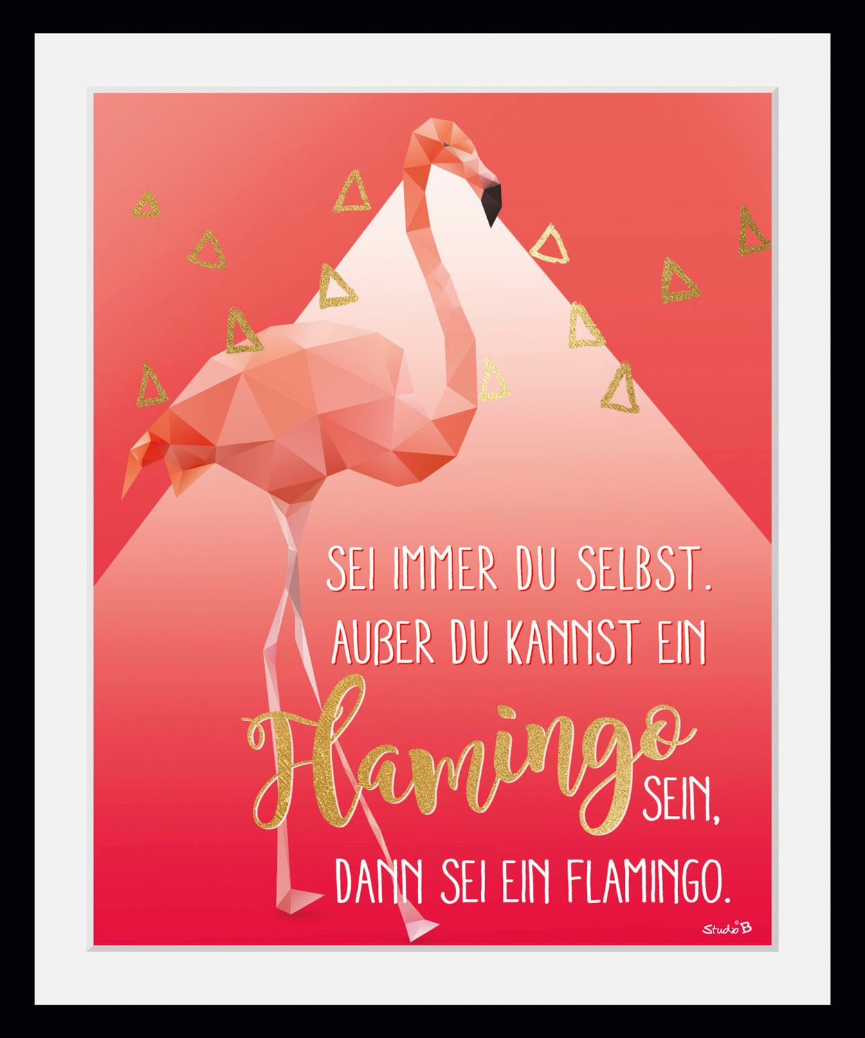 queence Bild »Alfie« Fashion | Flamingos | Humor | Mode | Motivationsbilder 1 Stk. tlg. HD Premium Poster-Druck inkl. Holzrahmen