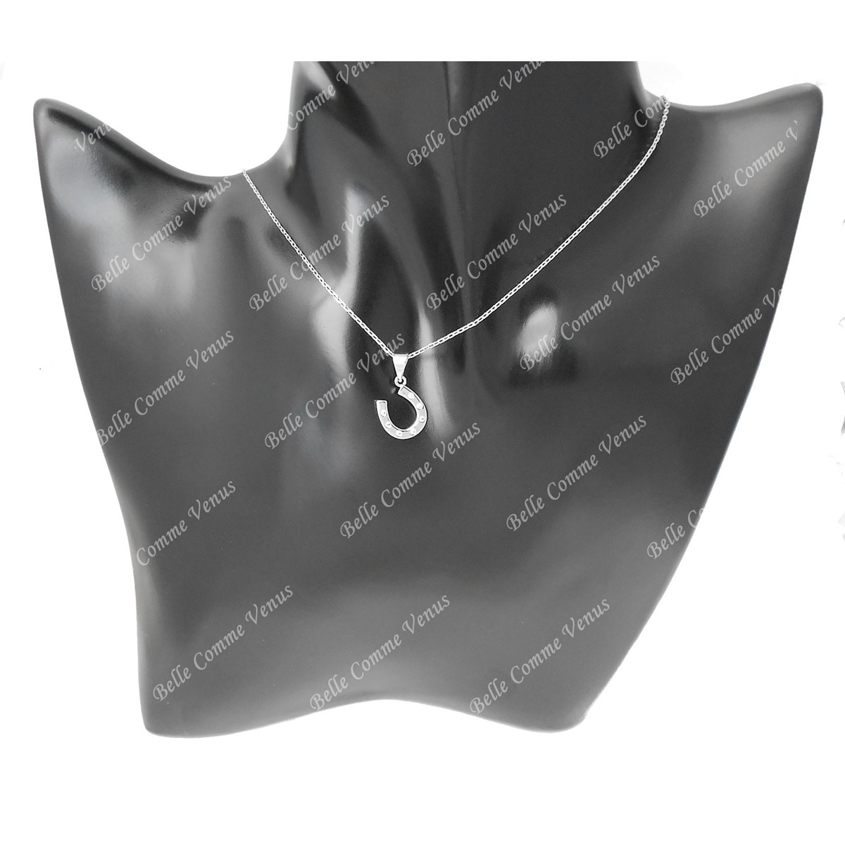Collier porte-bonheur fer à cheval oxyde de zirconium Argent 925 Rhodié