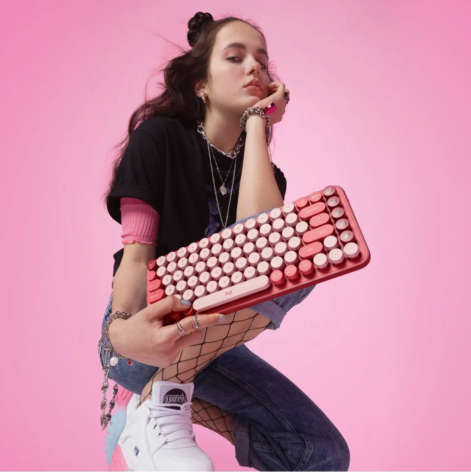 Logitech - POP Keys Wireless Keyboard, Heartbraker Rose (Nordic)
