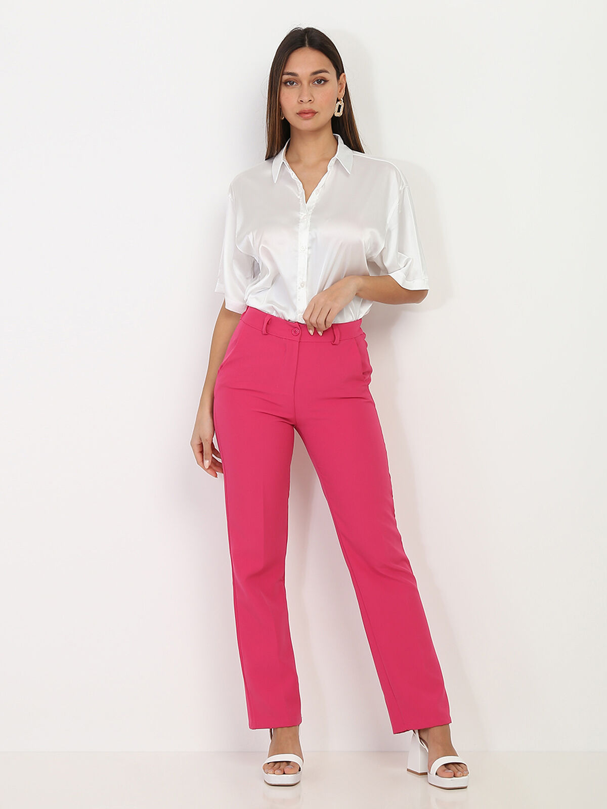 Pantalon de costume droit- Fuchsia