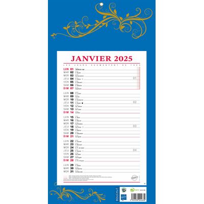 Calendrier bloc mensuel à feuillets année civile BOUCHUT 