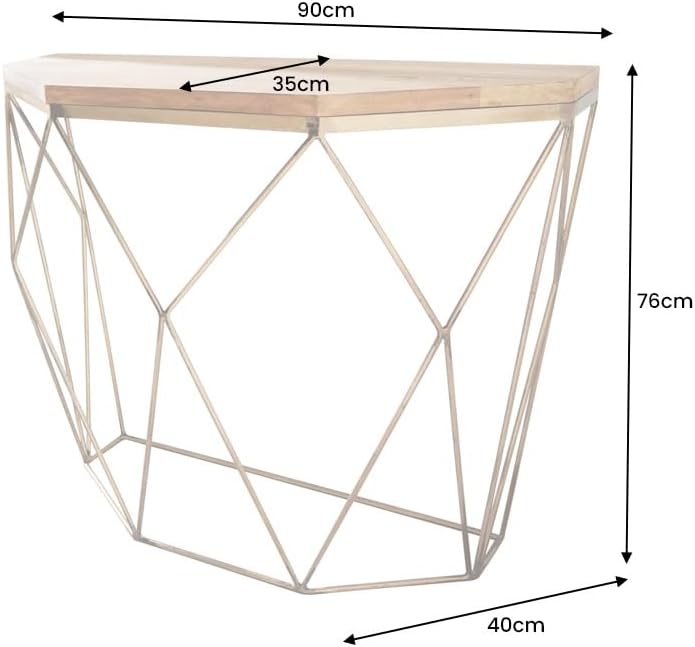 riess-ambiente.de Filigrane Konsole Diamond 90cm Mango Messing Massivholz Metall
