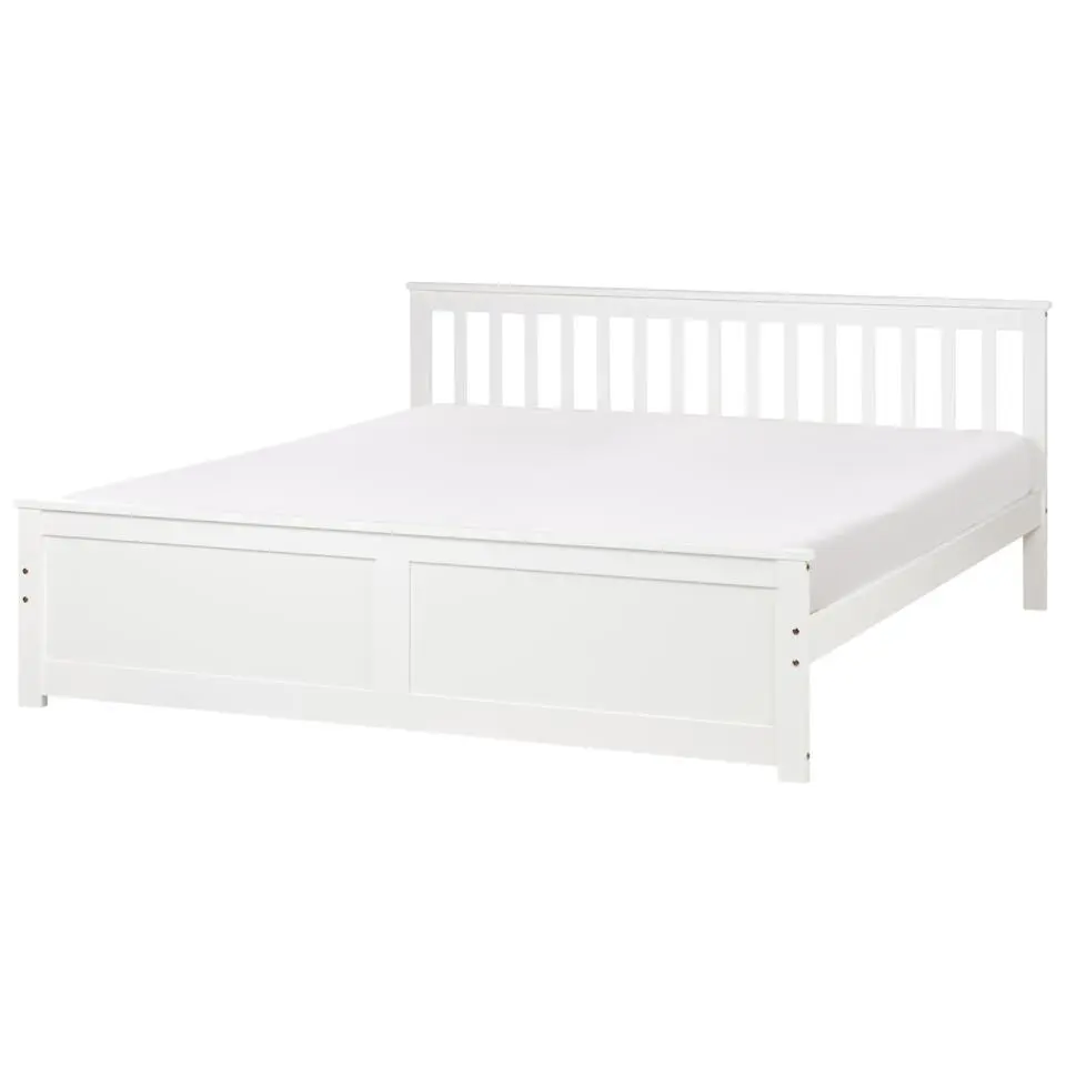 OLENDON - Tweepersoonsbed - Wit - 180 x 200 cm - Dennenhout