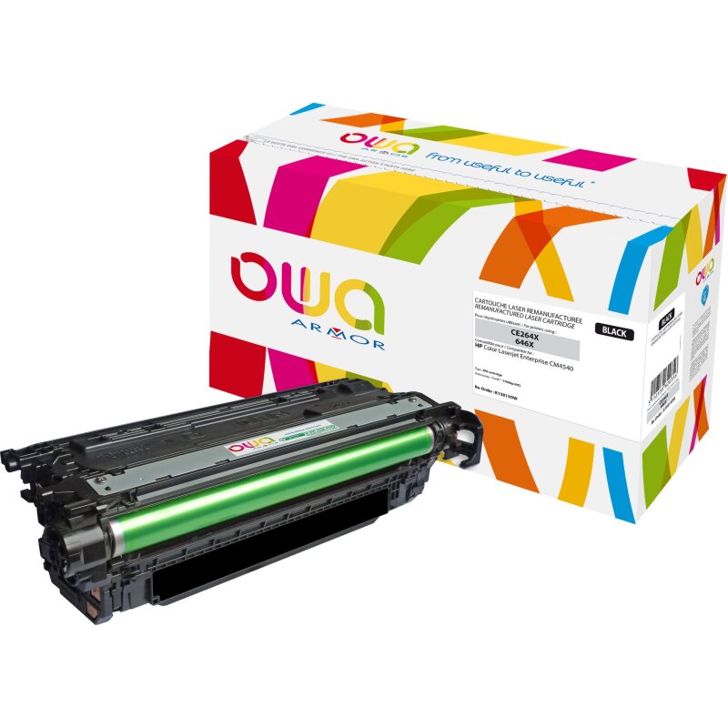 Toner remanufacturé OWA - haute capacité - Noir - pour HP CE264X