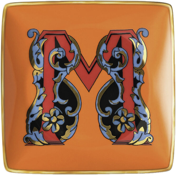 Versace Bowl 12cm sq. flat, Holiday Alphabet M, Versace Flerfarvet