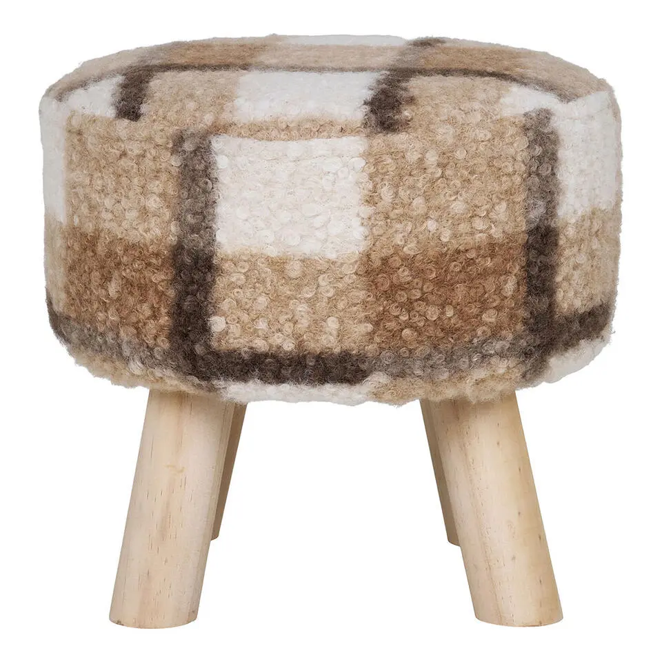 Hioshop Aberdeen Poef Ø31cm bruin