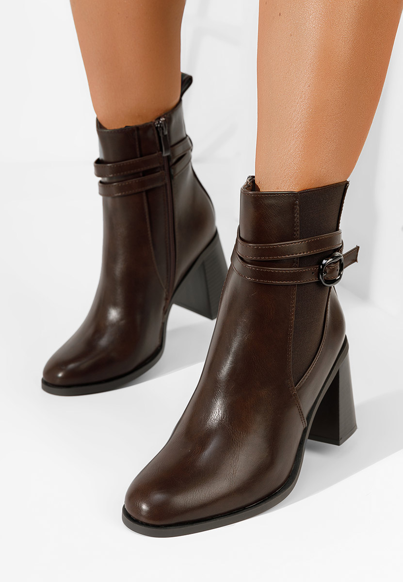Bottines à gros talon bruns Yvresse