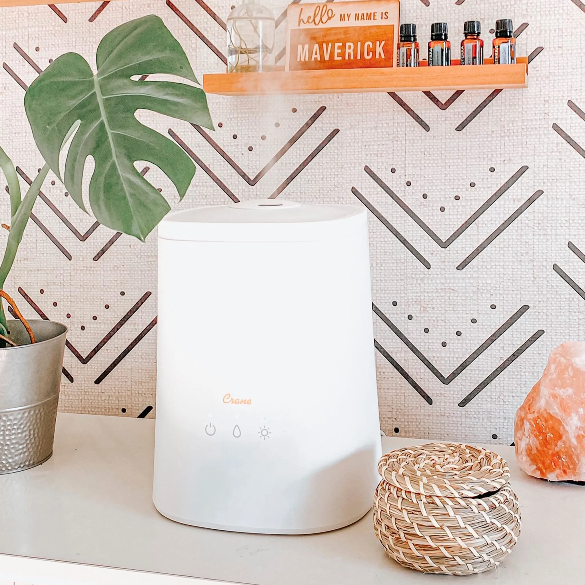 Crane Humidificateur Ultrasonique à Vapeur Froide avec diffuseur d’arômes (1,2 gal.)
