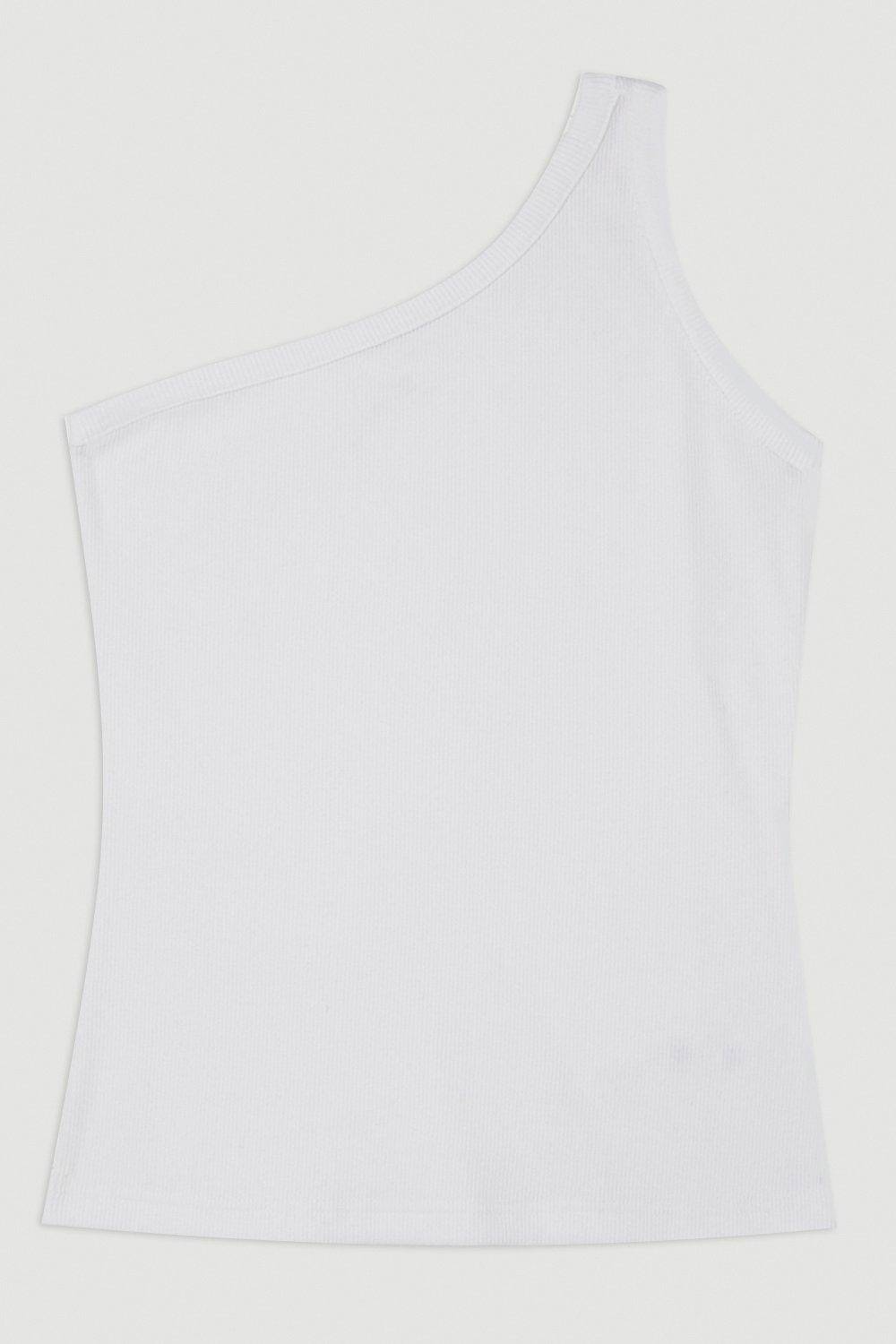 KarenMillen Haut Asymétrique en Jersey Côtelé Compact