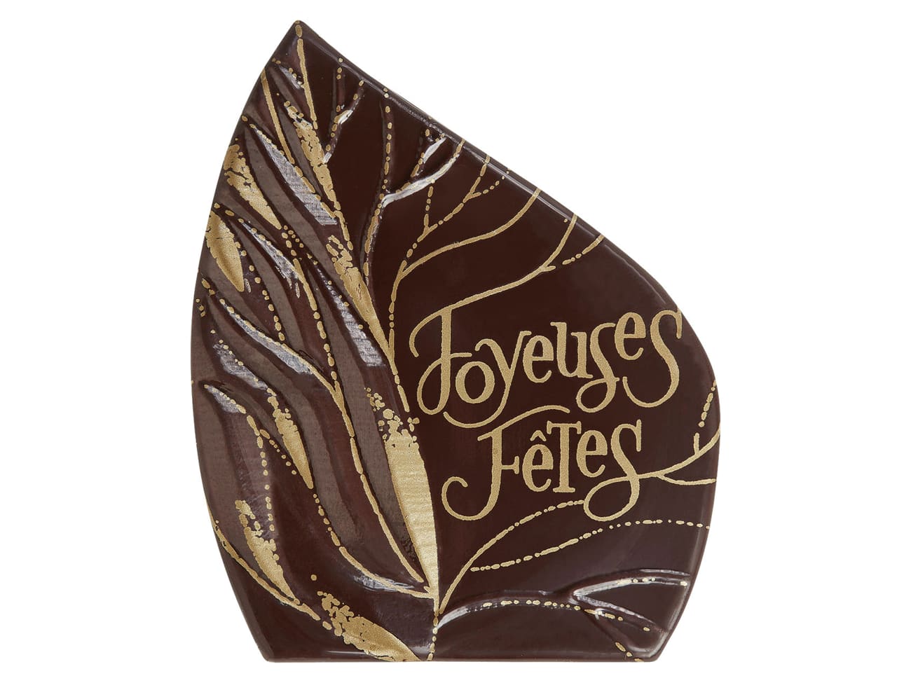 Moule pour embout de bûche - design feuillage or pré imprimé - Florensuc