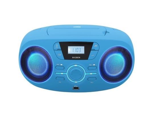 BIGBEN - Cd61blusb lecteur radio cd portable usb bleu + speakers lumi...