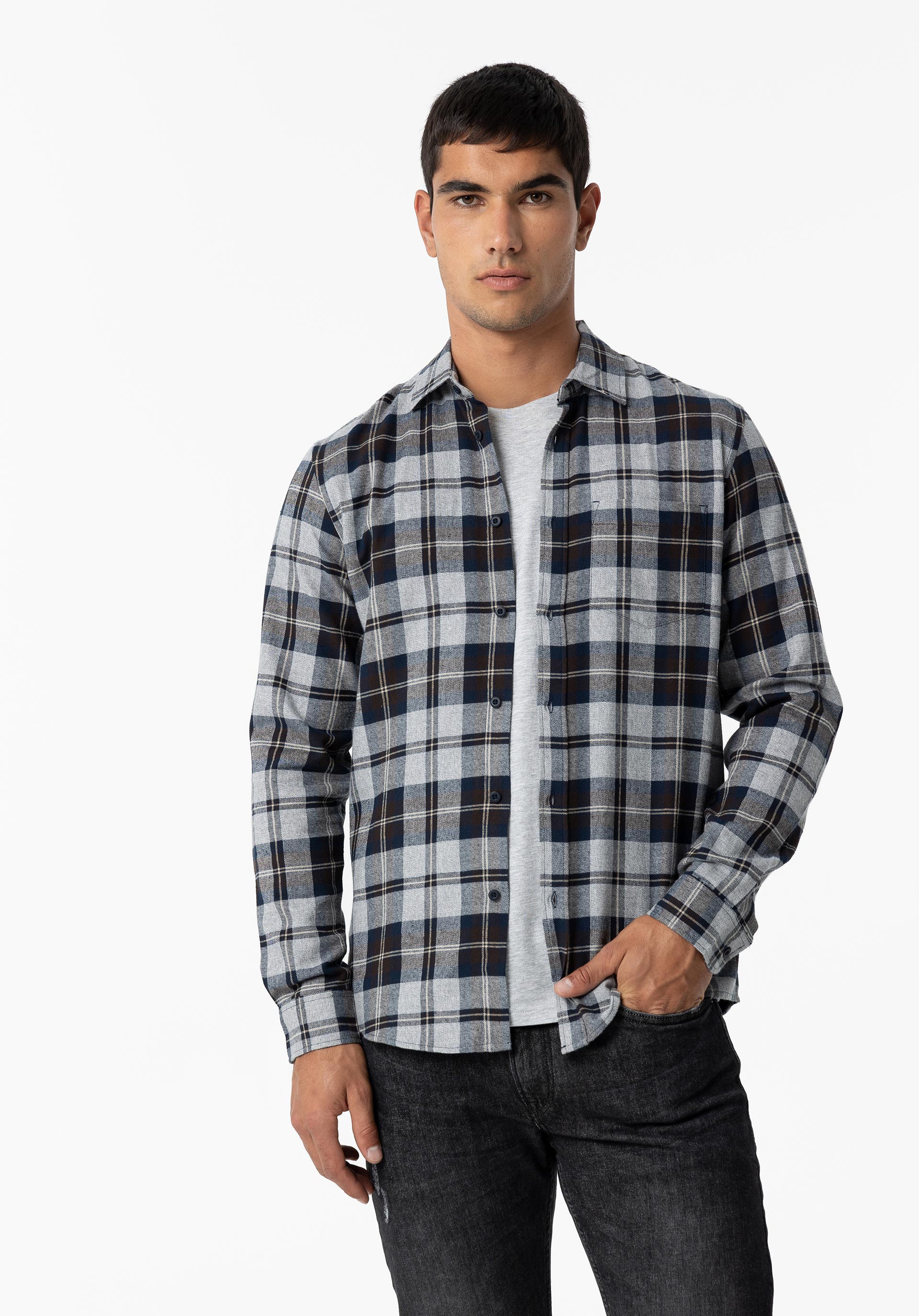 Camisa Regular Fit de Flanela Xadrez