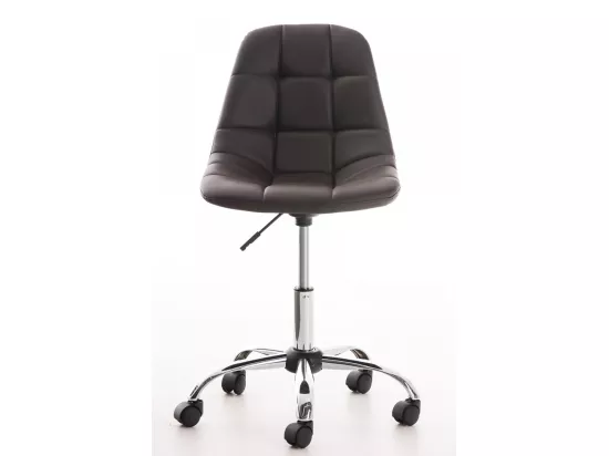 Chaise de bureau - Similicuir & Métal chromé - Marron - Emil