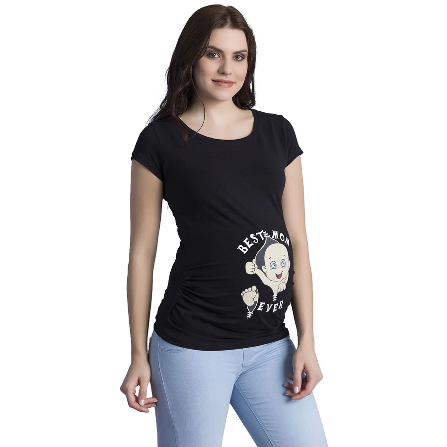 M.M.C. Umstandsshirt Best Mom Ever mit Motiv Schwarz
