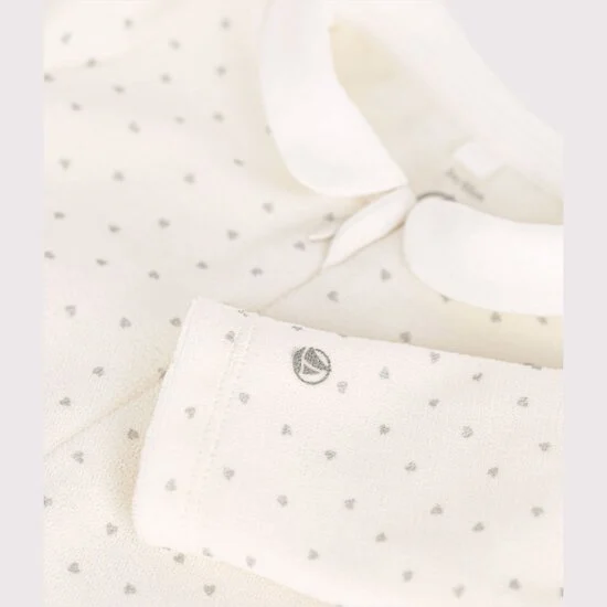 Pyjama en velours   blanc marshmallow / gris        de               Petit Bateau
