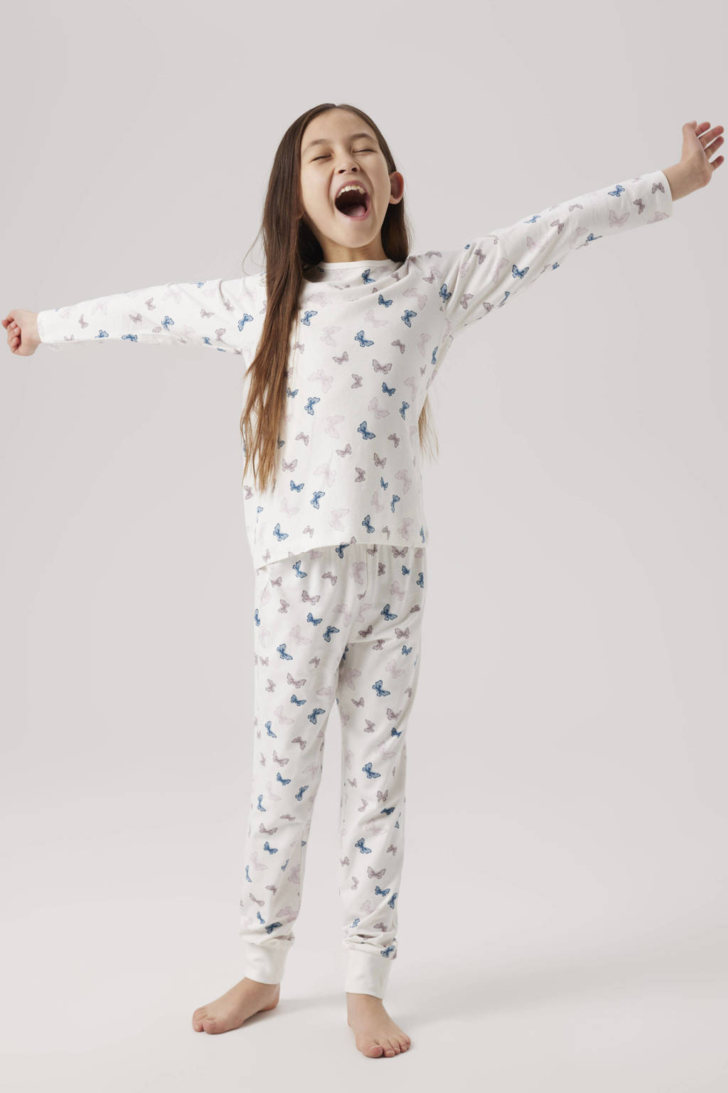 NAME IT pyjama met vlinderdessin ecru/blauw/zand