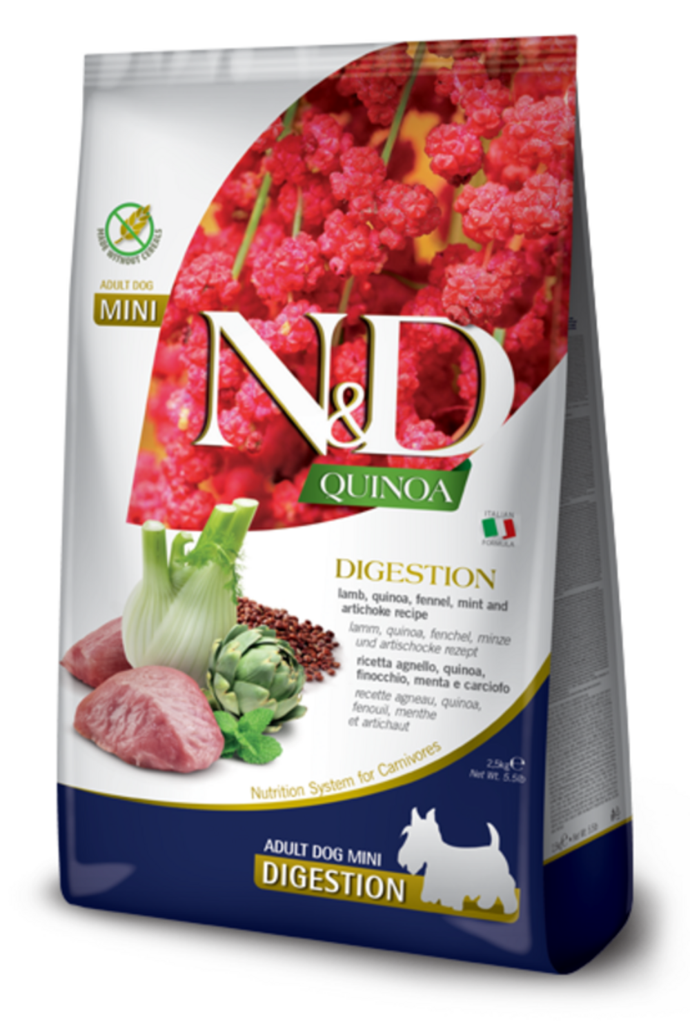 Croquettes n&d quinoa digestion agneau & fenouil chien mini 2,5 kg