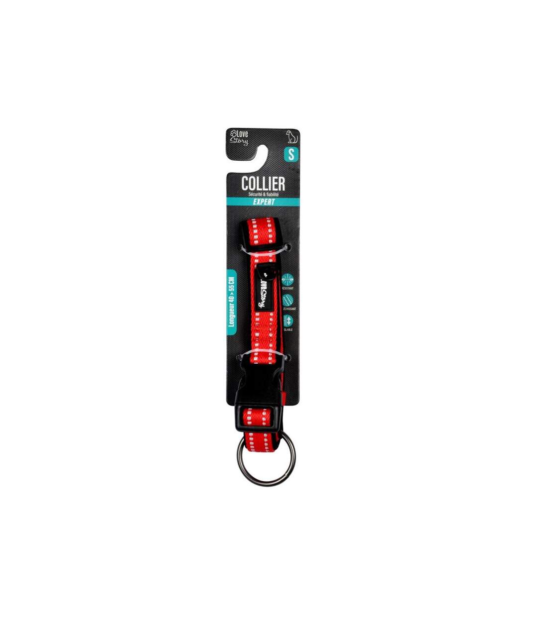 Paris Prix - Collier Pour Animaux expert Réglable 55cm Rouge