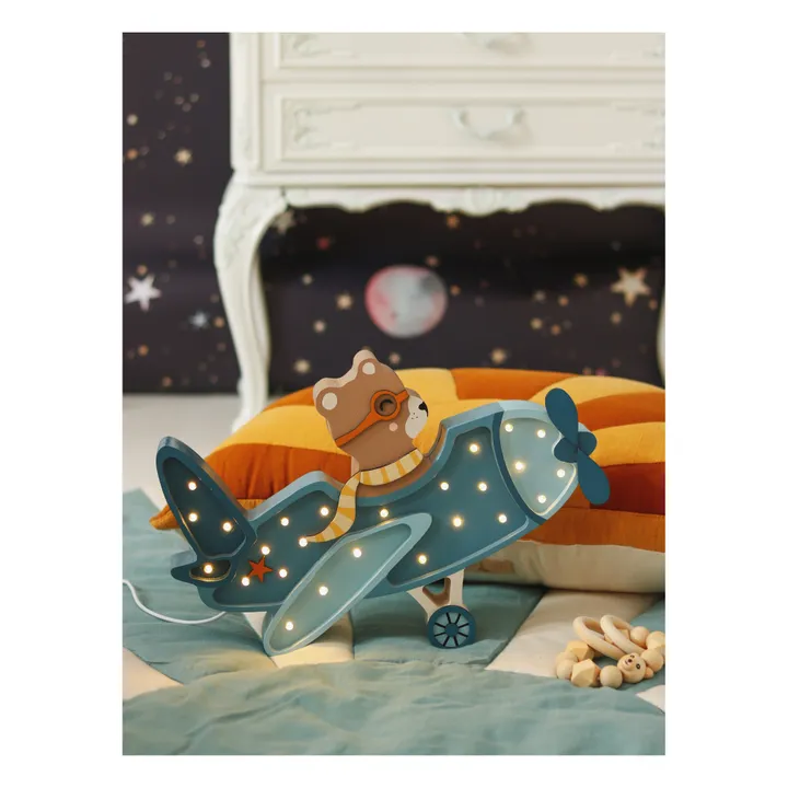 Little Lights Lampe à poser Avion Ourson | Denim