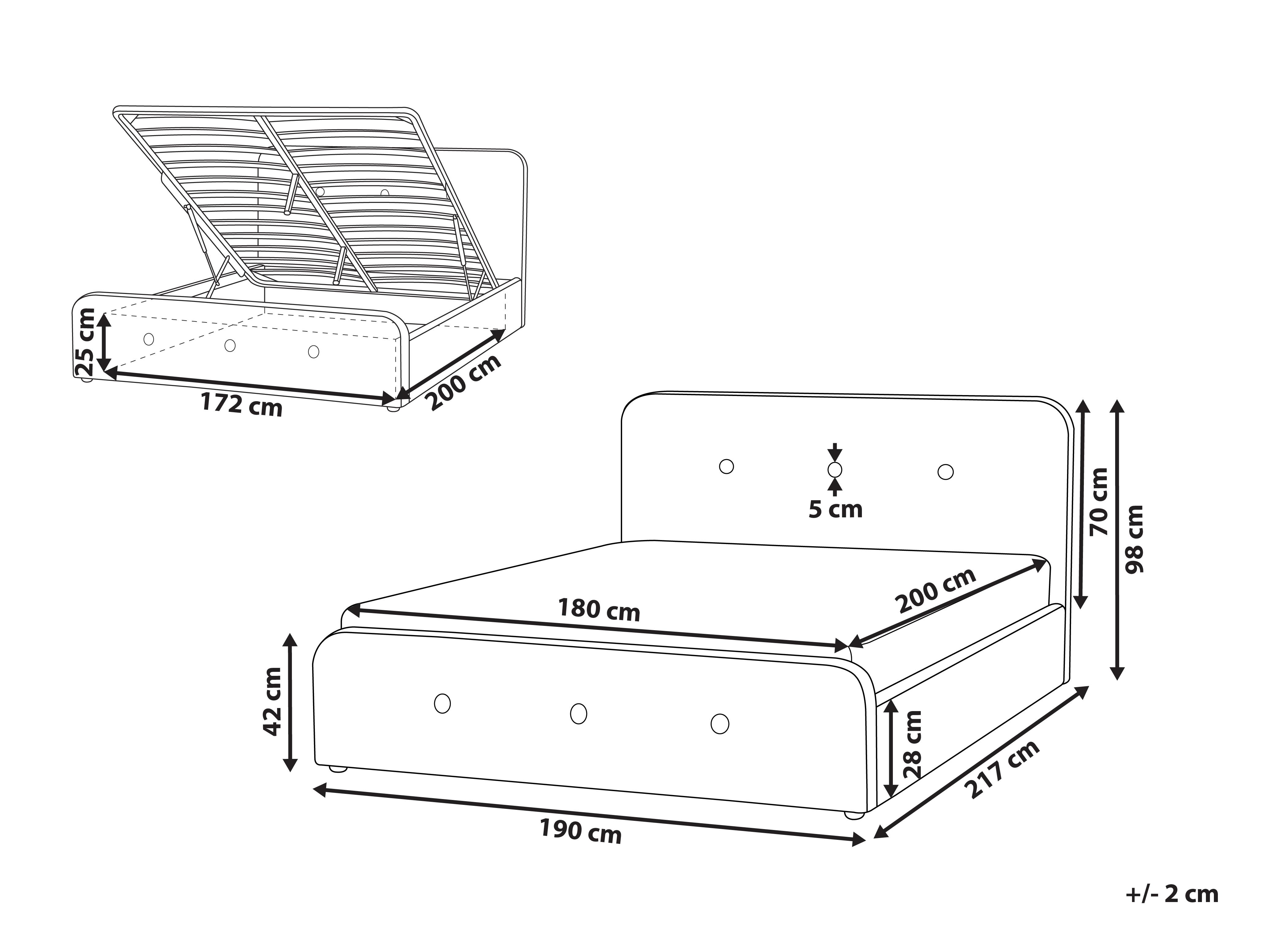 Bed met opbergruimte Stof RENNES 180 x 200 cm Donkergrijs