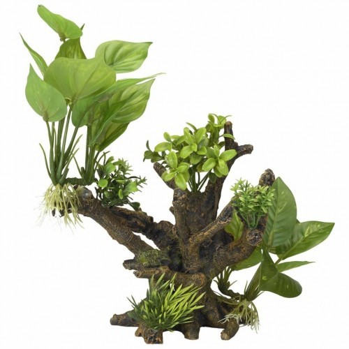 Planta artificial multicolorida para decoração de aquário.
