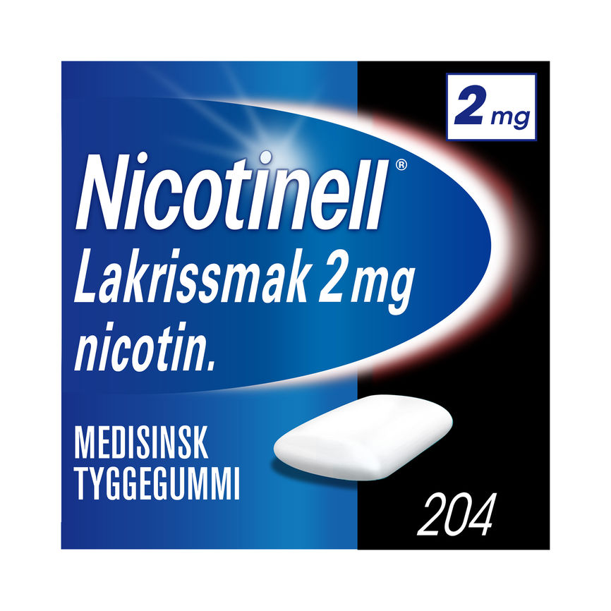 Nicotinell Lakris tyggegummi 2 mg, Slutte å røyke, 204 stk