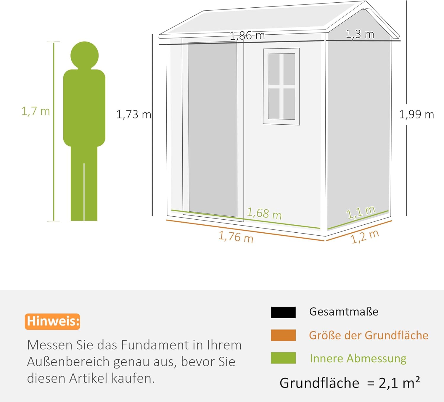 Outsunny Gerätehaus Kunststoff 2,1m² 186 x 130 x 199cm Geräteschuppen mit Satteldach Boden Fenster Abschließbarer Tür wetterfest Gartenhaus Outdoor Garten Schuppen für Hinterhof Grau