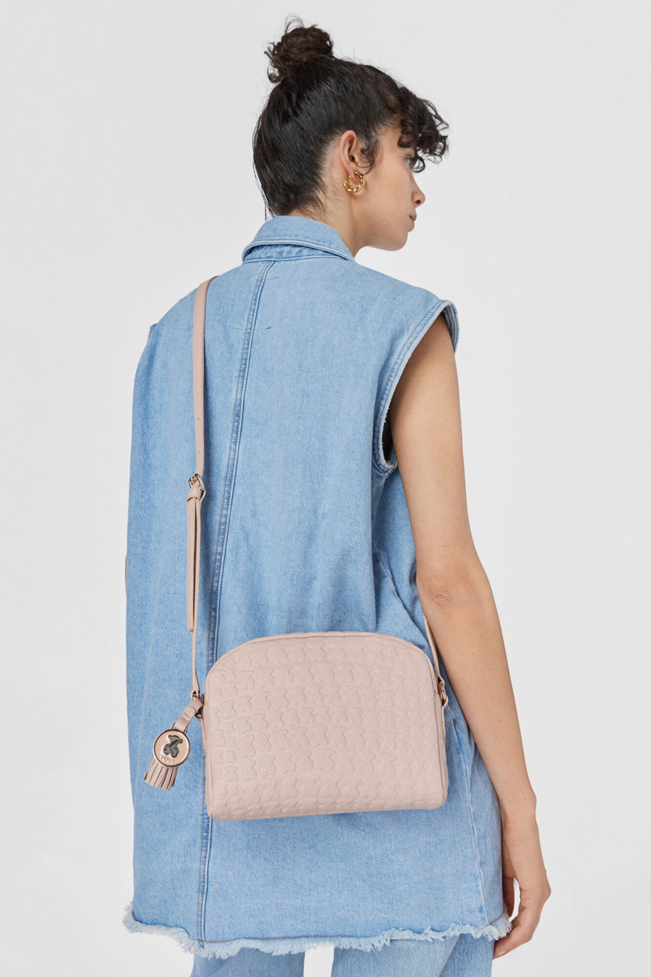 Bolsa de ombro Sherton em couro rosa - Rosa