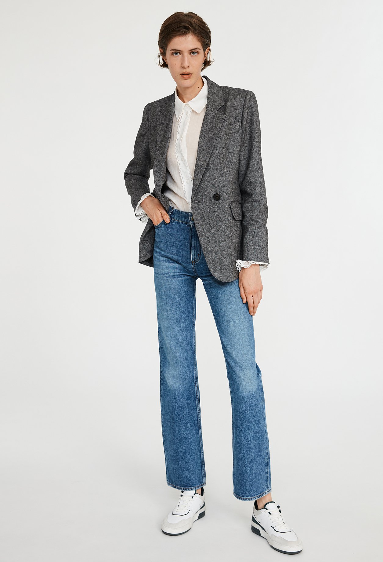 Veste tailleur gris chine
