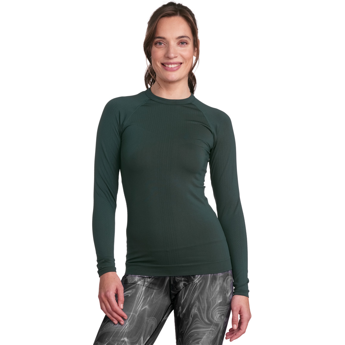 Gina Sports Damen Sport-Langarmshirt in Seamless-Qualität dunkelgrün