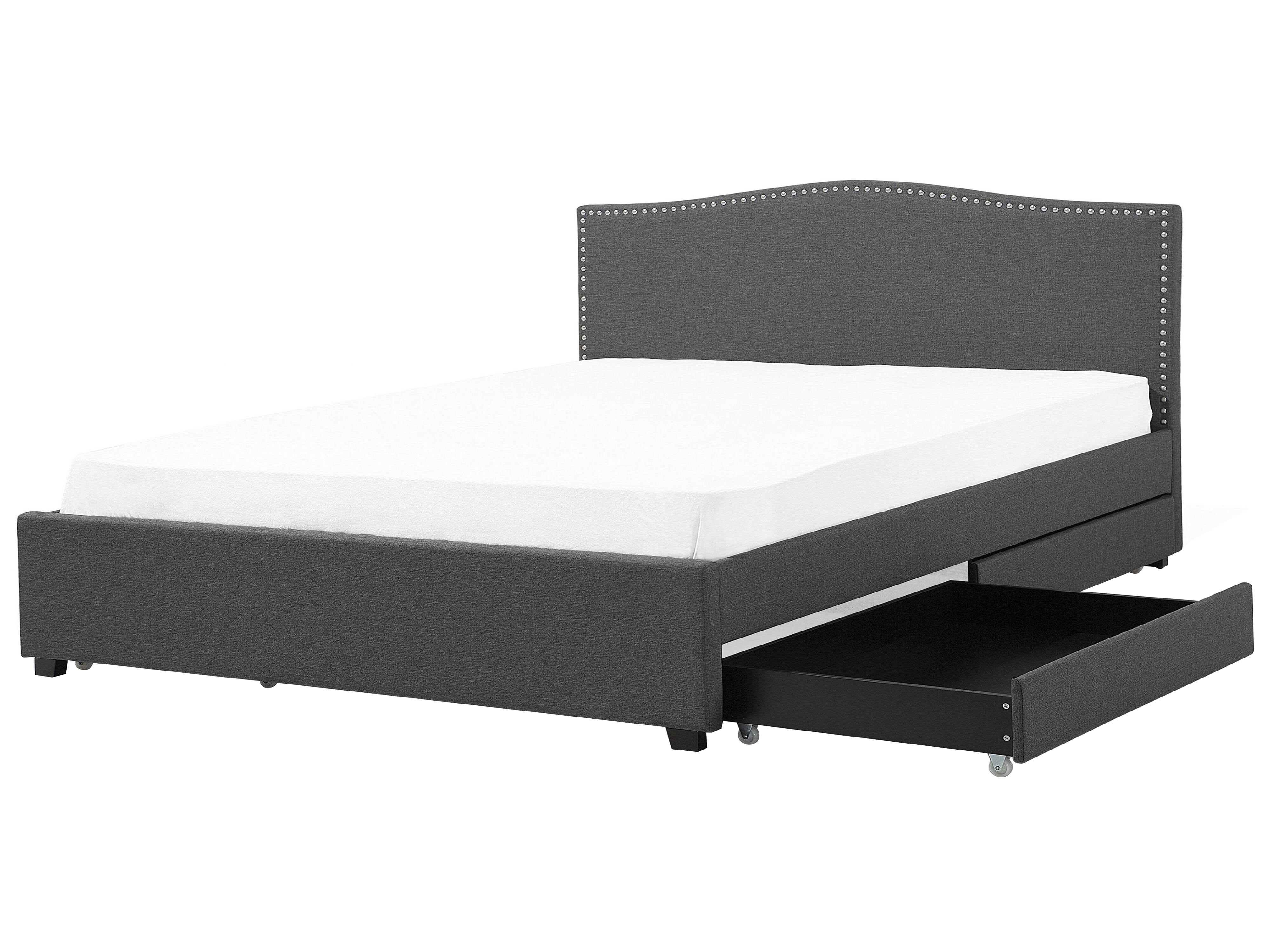 Bed met opbergladen Stof MONTPELLIER 180 x 200 cm Donkergrijs