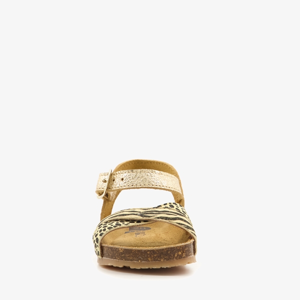 Groot leren meisjes sandalen goud zebraprint