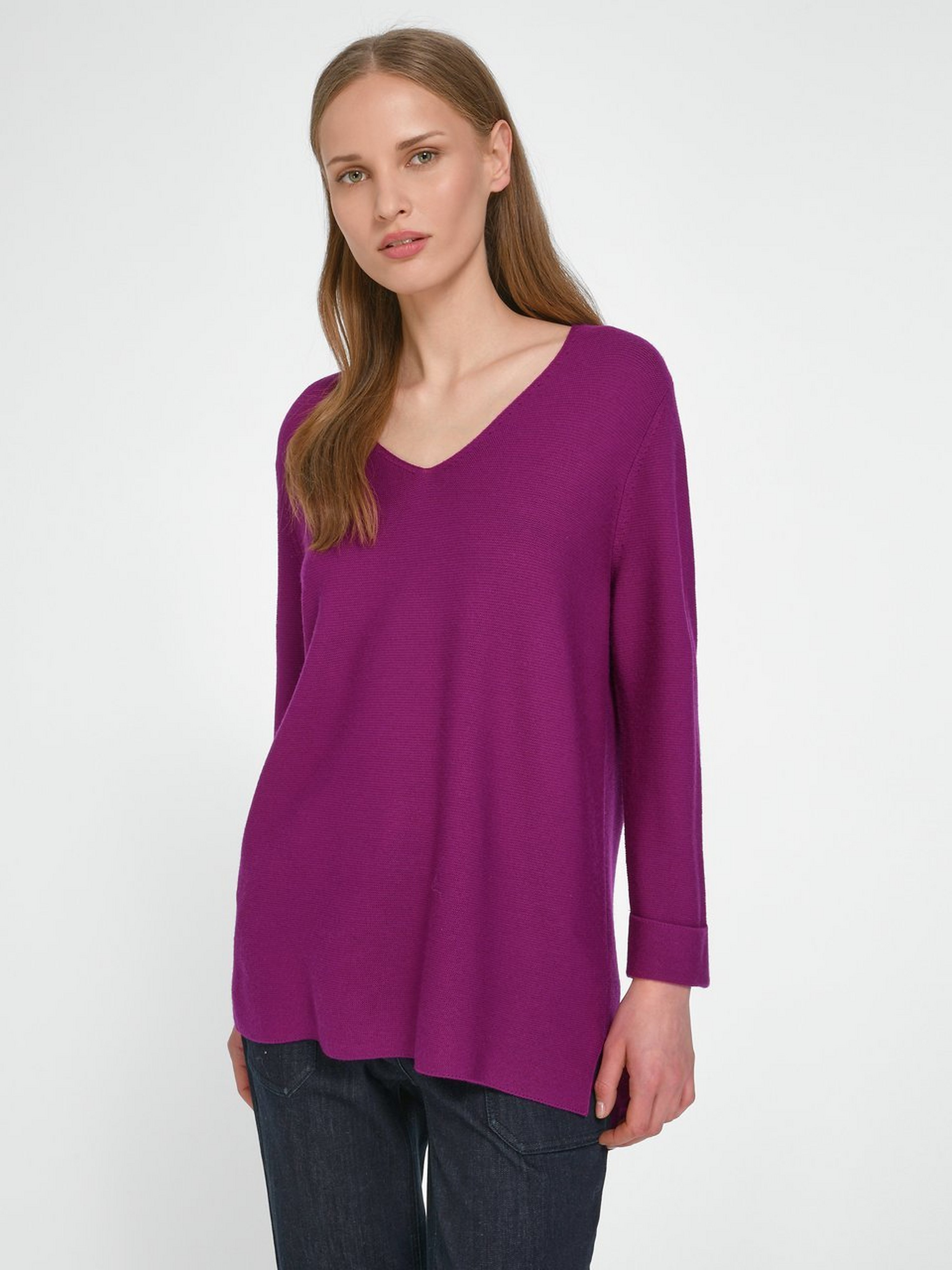 V-Pullover mit 7/8-Arm