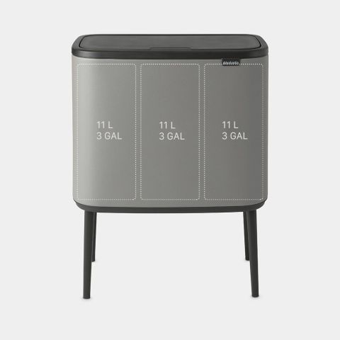 Bo Touch Bin, met 3 binnenemmers, 3 x 11 liter - Mineral Concrete Grey