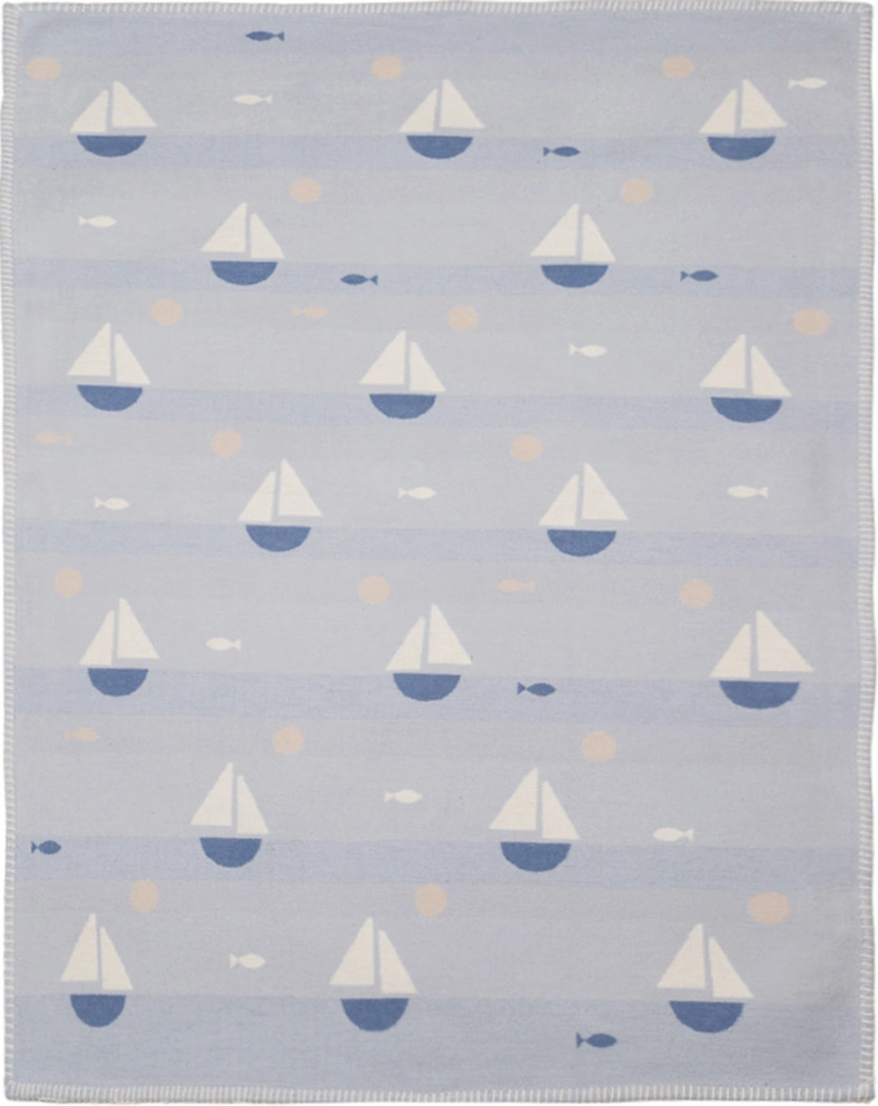Babydecke LENA - SEGELBOOTE (75x100) in hellblau